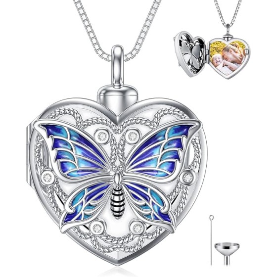 WINNICACA Cremation Jewelry for Ashes Locket Ashes Necklace Urn Necklace for Women Sterling Silver Cremation Necklace for Ashes Fine Keepsake Picture Necklace Memorial Jewelry