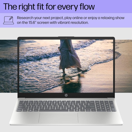 HP 15.6 inch Laptop, HD Touchscreen Display, AMD Ryzen 5 7520U, 8 GB RAM, 512 GB SSD, AMD Radeon Graphics, Windows 11 Home, Natural Silver, 15-fc0499nr Visit the HP Store