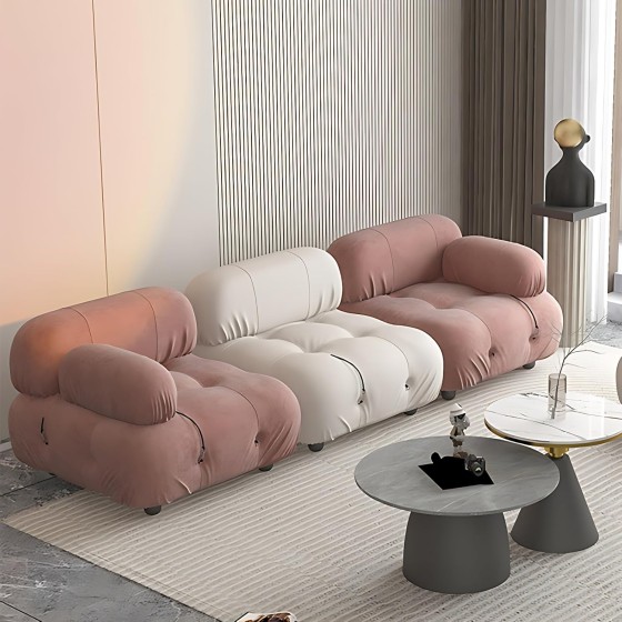 Modern Free Modular Sofa - Velvet Fabric | Deep Seat Sofa | High Density Foam | Solid Wood Frame | Free Combination | Variety of Fabrics Available | Freely Match | Customizable Colors