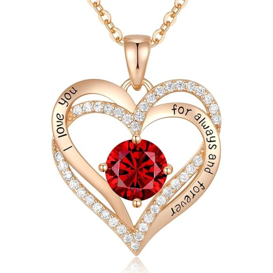 CDE Forever Love Heart Necklaces for Women, Wedding Anniversary, Birthday Mothers Day Gifts for Mom, Mother, Wife, Girlfriend, S925 Silver Jewelry with Birthstone Pendant