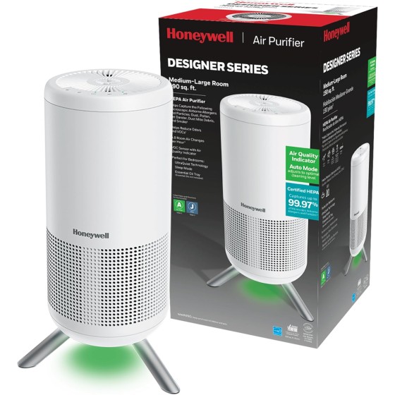 Honeywell HEPA Air Purifier for Home, 900Ft² Rooms in 1 hour, Designer Series, Intelligent Auto Mode, UltraQuiet Tech, Reduces Dust, Pollen, Pet Dander, All Smoke Types, Odors, White, HPA830W
