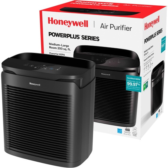 Honeywell PowerPlus HEPA Air Purifier for Home, 968 Ft² Rooms in 1 hour, Reduces Allergens, Dust, Pollen, All Smoke Types, Pet Dander and Odors, Black, HPA3100